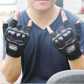 Găng Tay Đi Xe Máy Hở Ngón ProBiker Màu Đen
