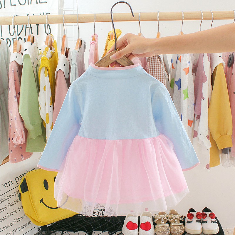 Váy thu đông cổ tàu thêu hoa sen bé gái size 7-15kg VT16