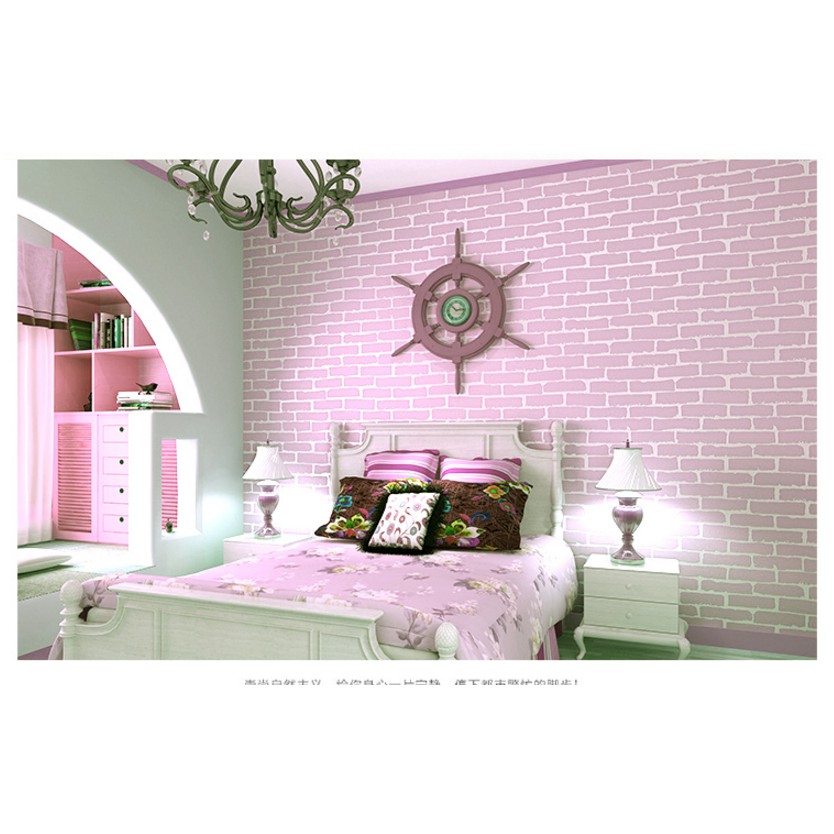 Giấy dán tường 3D vân nổi - gạch hồng khổ 53cm keo sẵn, giá bán 1m dài | BigBuy360 - bigbuy360.vn