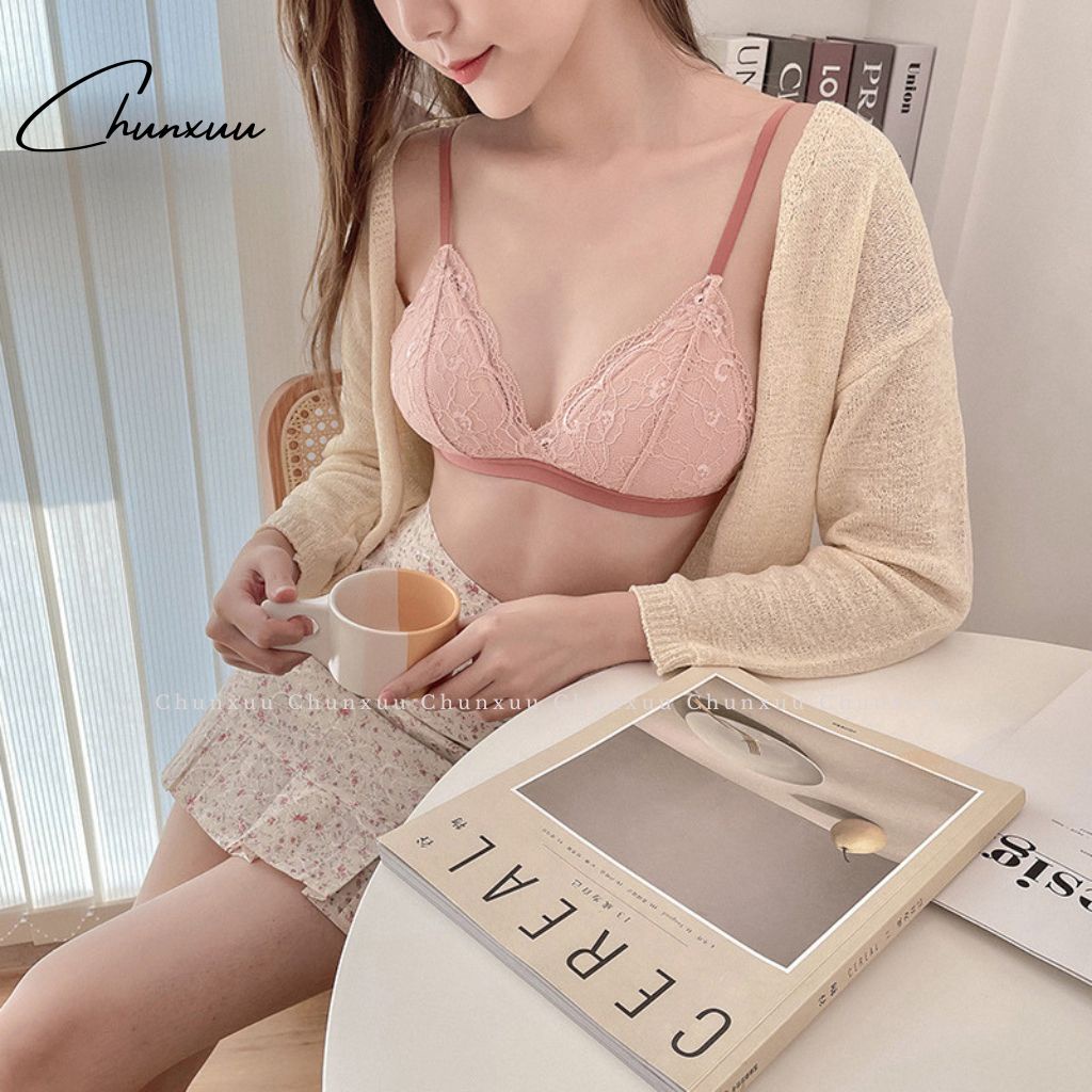 Áo lót ren nữ CHUNXUU không gọng đệm mỏng ôm ngực, phối ren hoa gợi cảm - AV33