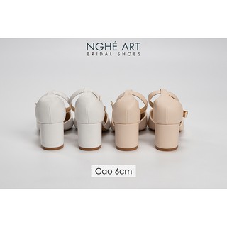 Giày cưới Nghé Art basic sandal quai hậu bít mũi 210-6p-da