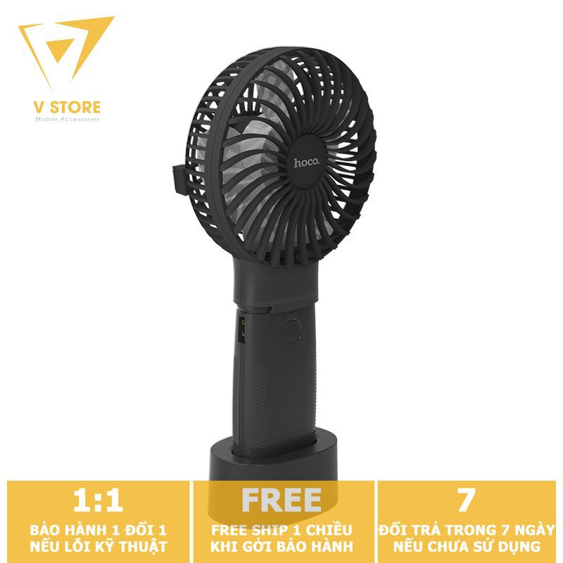 QUẠT MINI CẦM TAY KÈM PIN SẠC DỰ PHÒNG HOCO F11 2 IN 1 ĐẶT BÀN TÍCH ĐIỆN - MÀU ĐEN [HOCO ĐÀ NẴNG]