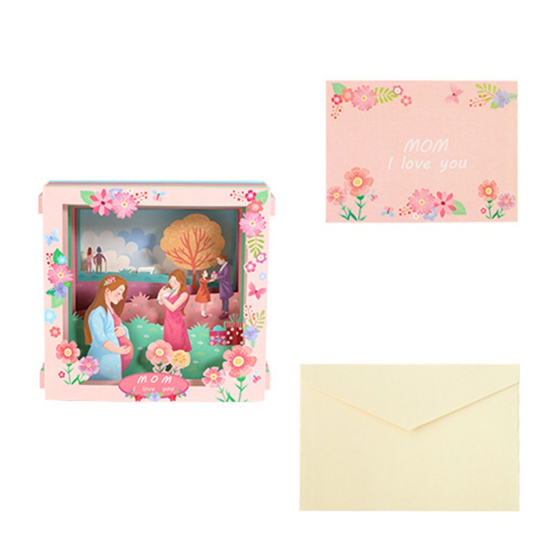 Hộp Giấy Chạm Khắc Chữ I Love You Mom 3D Dùng Để Trang Trí Thiệp Chúc Mừng Ngày Của Mẹ
