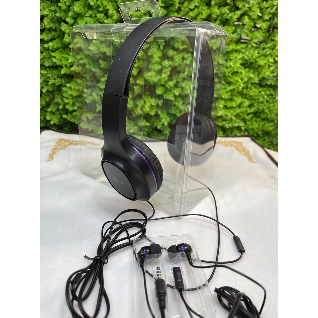 Tai Nghe Chụp Tai HOCO W24 Chơi Game Nghe Nhạc Bass Có MIC- Tặng Kèm Tai Nghe Nhét Tai, Thiết Kế Siêu Đẹp