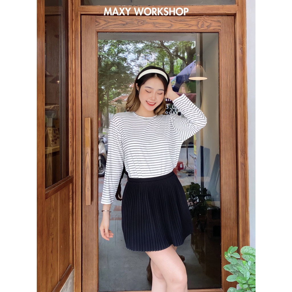 Áo thun nữ dài tay cổ tròn basic Lollipop Tee Stripped Maxy Workshop