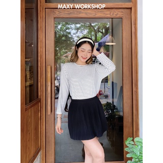 Áo thun nữ dài tay cổ tròn basic Lollipop Tee Stripped Maxy Workshop