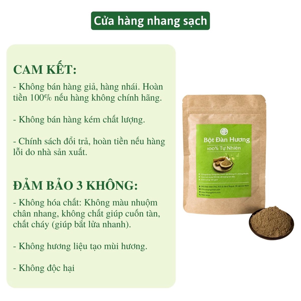 Bột đàn hương Nhang Xanh - 100% từ đàn hương nguyên chất, hương thơm gỗ thiêng Ấn Độ