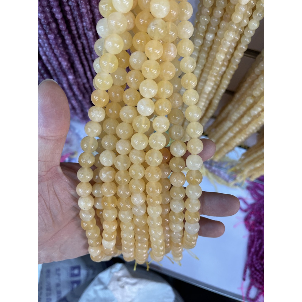 DIY Imitation yellow Topaz round beads 6-10mm for making accessories