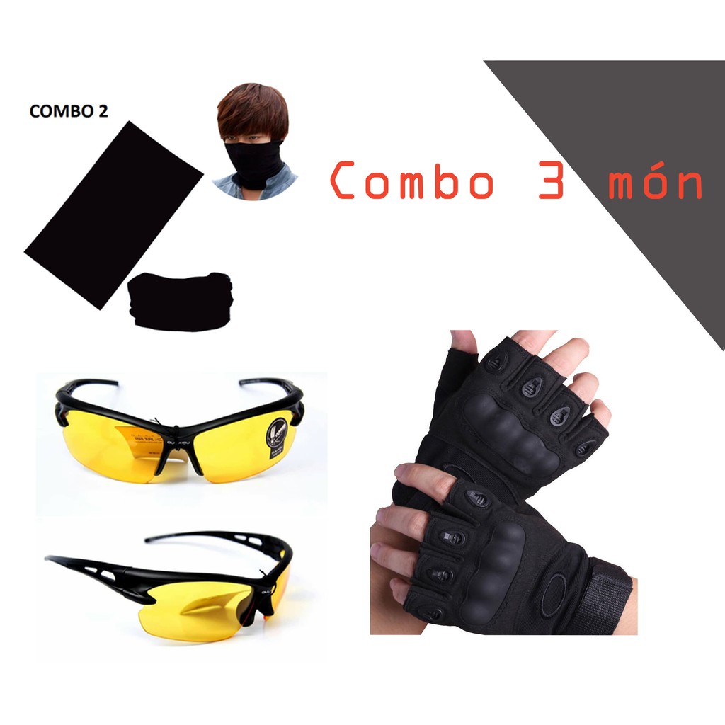 COMBO 3 Món( Kính đi đêm, Găng tay Oakley và Khăn đa năng)