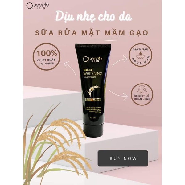 Sữa rửa mặt mầm gạo làm mềm da ngừa mụn Queenie Skin 120gr