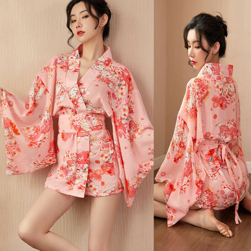 Cosplay Kimono Nhật Bản Siêu Sexy - Set Kimono Nhật Cực Kỳ Khêu Gợi Quyến Rũ Kimochi Vải Satin Lụa | BigBuy360 - bigbuy360.vn
