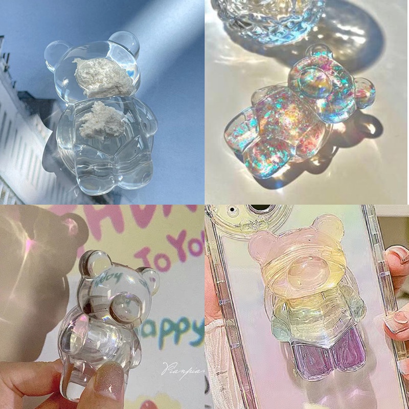 Giá đỡ điện thoại trong suốt hình đám mây và gấu đáng yêu