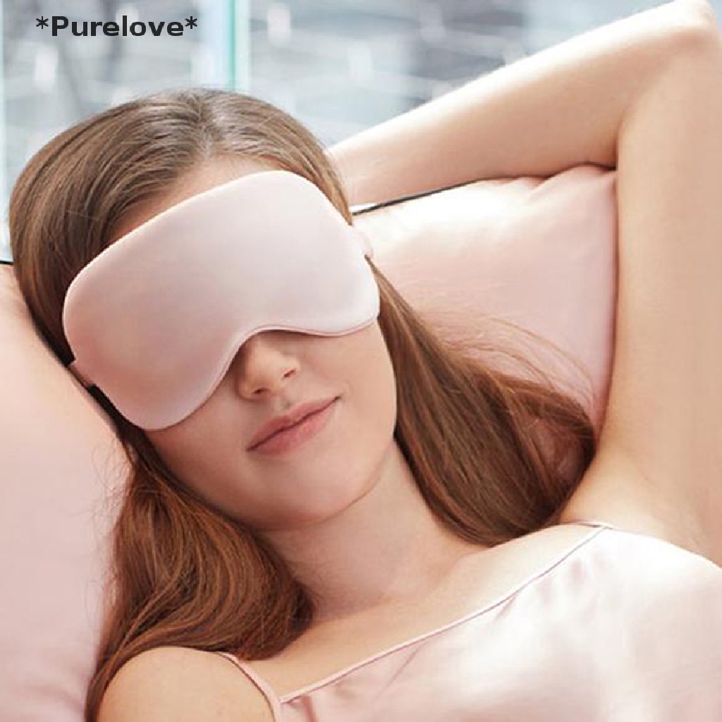 Purelove Miếng Che Mắt Ngủ Lụa Hai Mặt Màu Trơn Chống Bọng Mắt