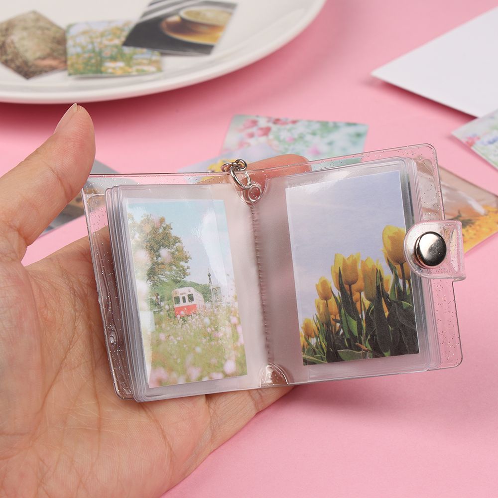 Móc khóa kiểu sổ album 2 inch đựng thẻ ảnh nhiều màu tùy chọn