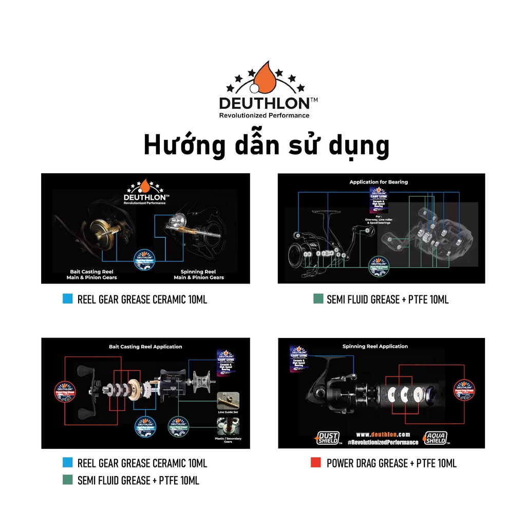 DẦU MỠ BẢO TRÌ MÁY CÂU CÁ DEUTHLON / MỠ NHÔNG / MỠ NỀN / MỠ DRAG / DẦU GENERIC REEL F9