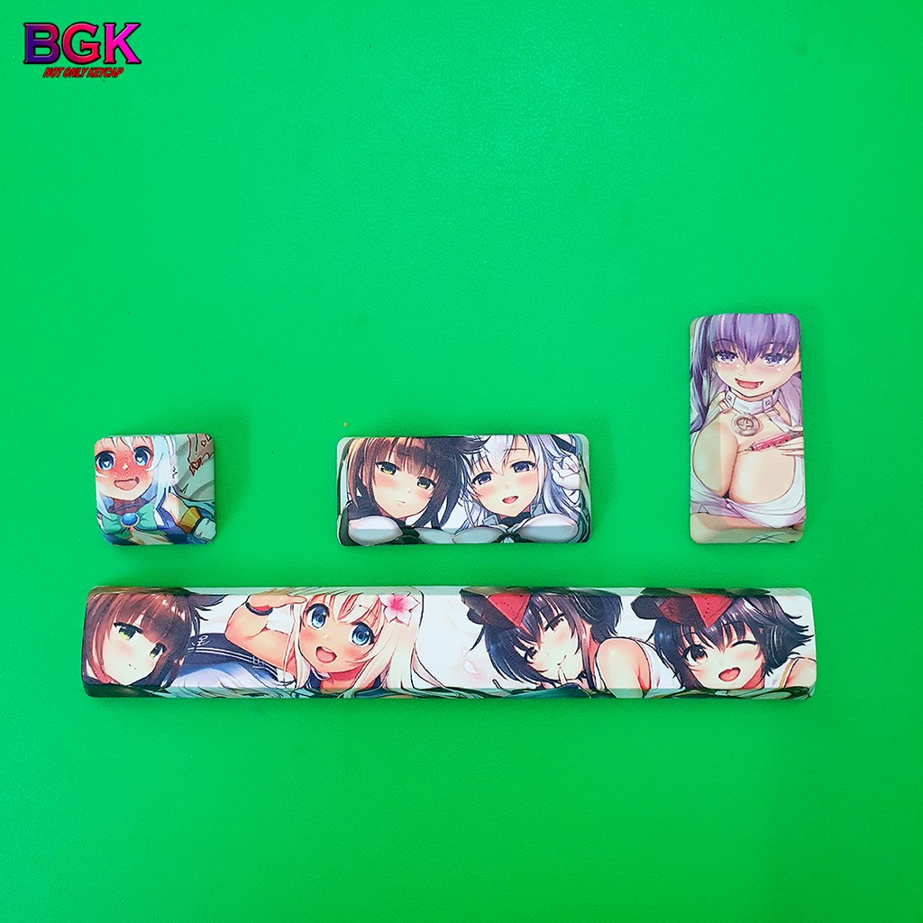 Bộ Keycaps 4 Nút ANIME Dễ Thương Cute In Dye Sub 5 mặt cực nét