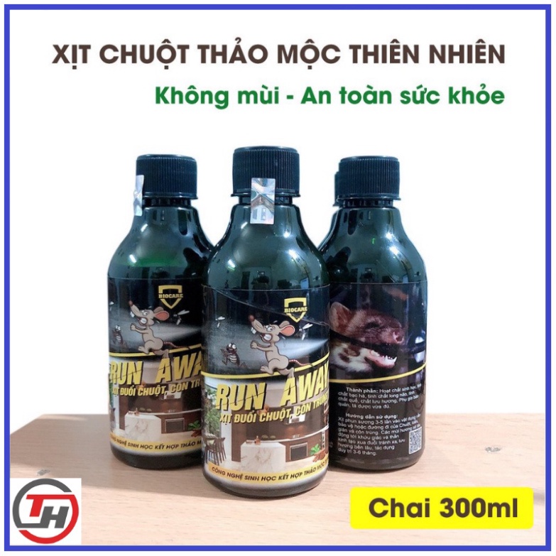 Xịt đuổi chuột thảo mộc Run Away [ Tặng vòi xịt ] 300ml an toàn cho sức khoẻ .Đuổi chuột, gián, côn trùng sau 1 lần xịt