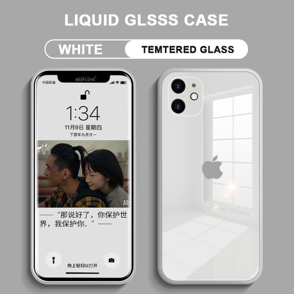 Ốp lưng mặt kính cường lực giả viền vuông Ip12 cho Iphone 6plus/6s plus/7plus/8plus/x/xs/xs max/11/11 pro/11 promax/12