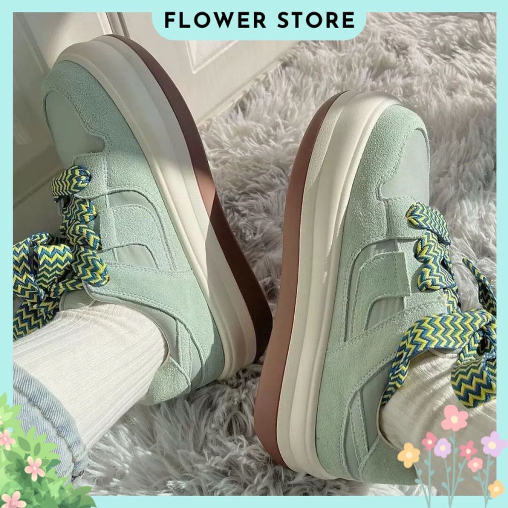 Giày Bánh Mì Nữ Màu Xanh Mint Phong Cách Hàn Quốc Dễ Phối Đồ FLOWER G25 - nguyentrang239