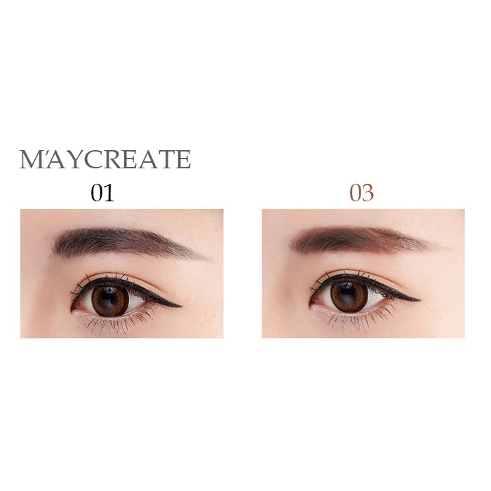 Bộ 02 Bút chì lông mày MAYCREATE 2 trong 1 ( Nâu 03  và Đen 01) + Tặng mặt nạ dưỡng trắng HA PEARL LIGHT PERCEPTION