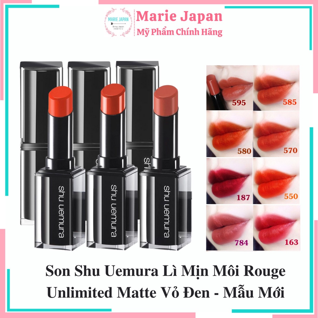 Son Shu Uemura Lì Mịn Môi Rouge Unlimited Matte Vỏ Đen - Mẫu Mới