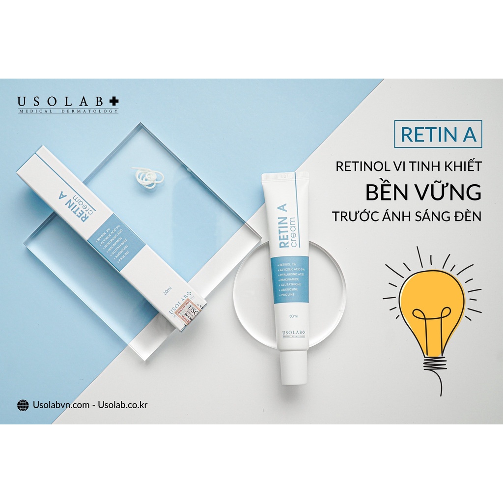 [CHÍNH HÃNG] Kem Dưỡng Trẻ Hóa Da Retinol - Glycolic USOLAB RETIN A CREAM 30ml