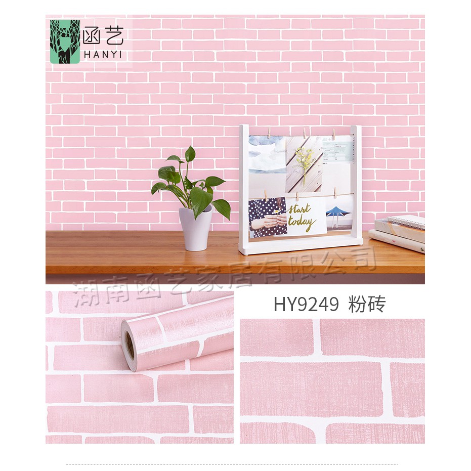[Sale Sốc Xả Kho] Giấy Dán Tường Gạch Hồng 0.45*10m