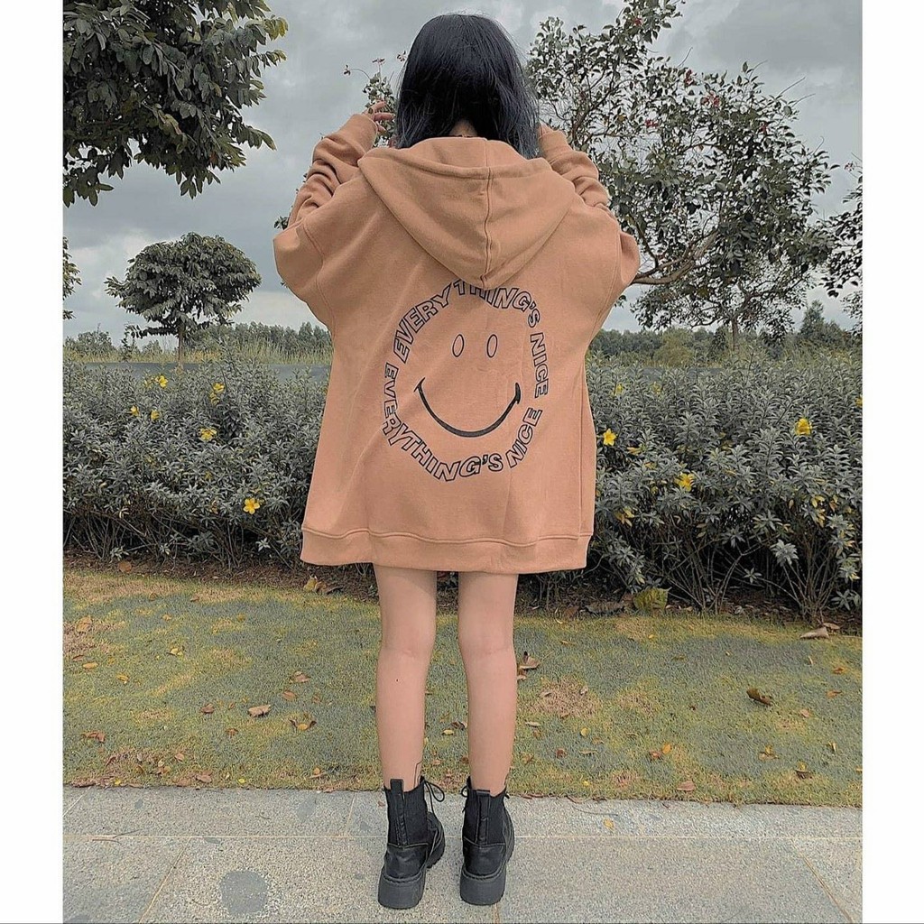 Áo Khoác Hoodie Nỉ Bông Dây Kéo Zip Baby FACE SMILE Form rộng Unisex Nam Nữ Cá Tính Ulzzang KUN | WebRaoVat - webraovat.net.vn