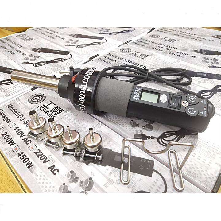 Máy Khò Cầm Tay, Tay Khò Di Động GJ 8018 Hiển Thị Màn Hình LCD, máy khò nhiệt nhanh 8018, Mới Chính Hãng 100%
