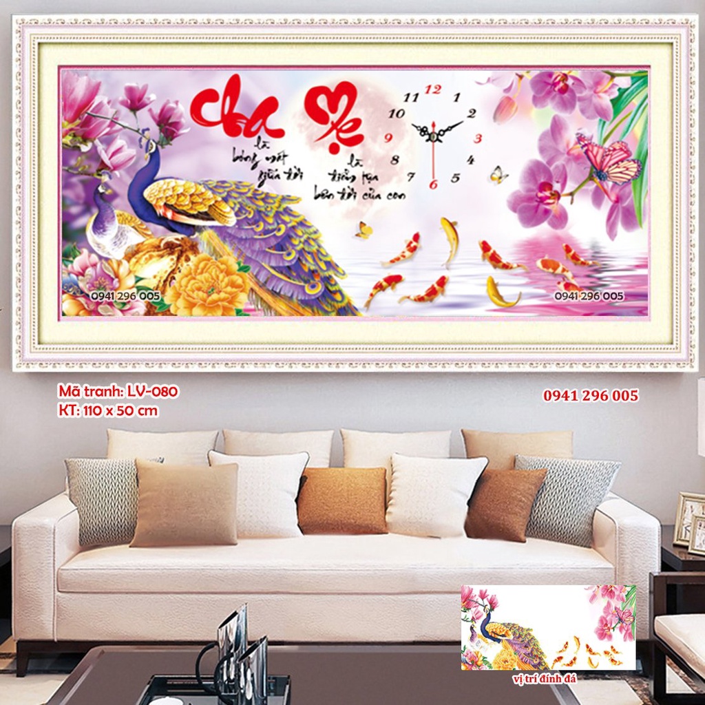 Tranh đính đá Cha Mẹ DF614, LV080 - chưa đính đá