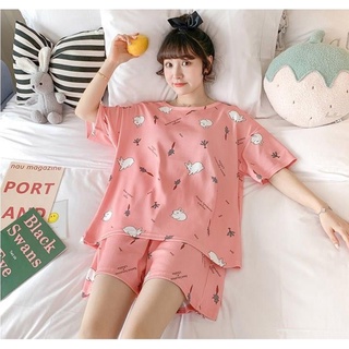 Đồ Ngủ Nữ pyjama cộc tay quần áo trẻ trung đễ thương đáng yêu