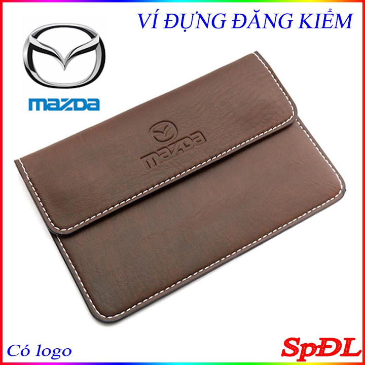 Ví da đựng Đăng kiểm, giấy tờ xe ô tô Cao cấp in dập nổi logo hãng xe Mazda kích thước 19x12cm