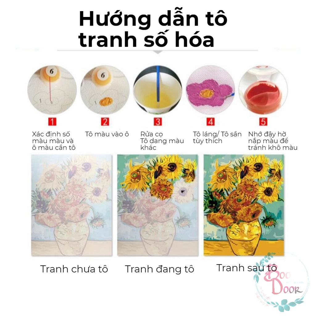 Tranh tô màu số hóa côbé tóc xù tổng hợp- Boodoor Tranh Sơn Dầu