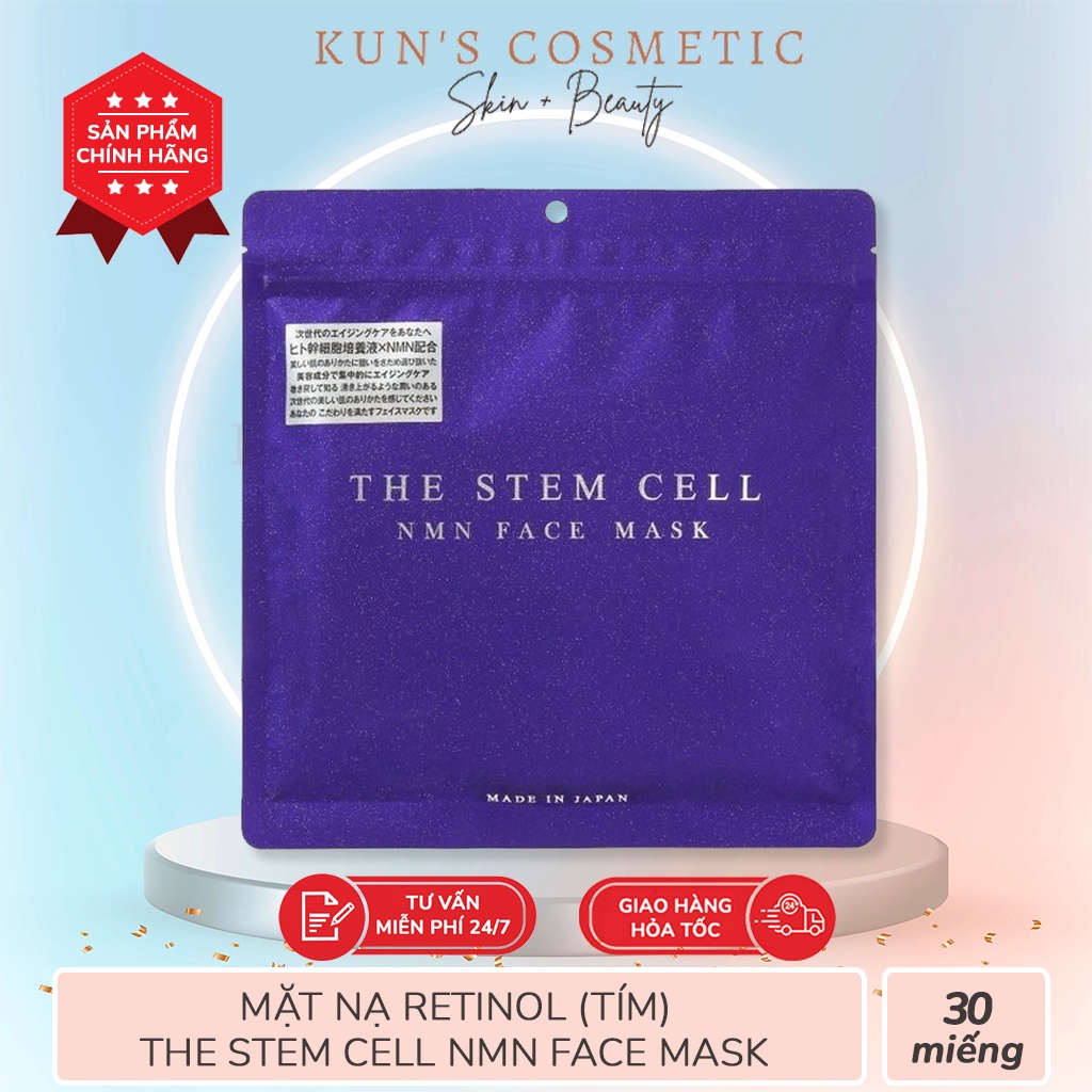 Mặt nạ Nâng Cơ Trẻ Hoá Da The Stem Cell NMN Tím - Chứa Retinol 30 miếng