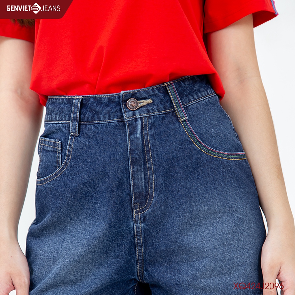 Quần Short Jeans Nữ GENVIET Suông Boxy Fit XQ424J2096