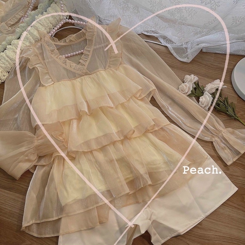 SET ÁO BABYDOLL TẦNG BÈO + SHORT NUDE - KÈM VIDEO