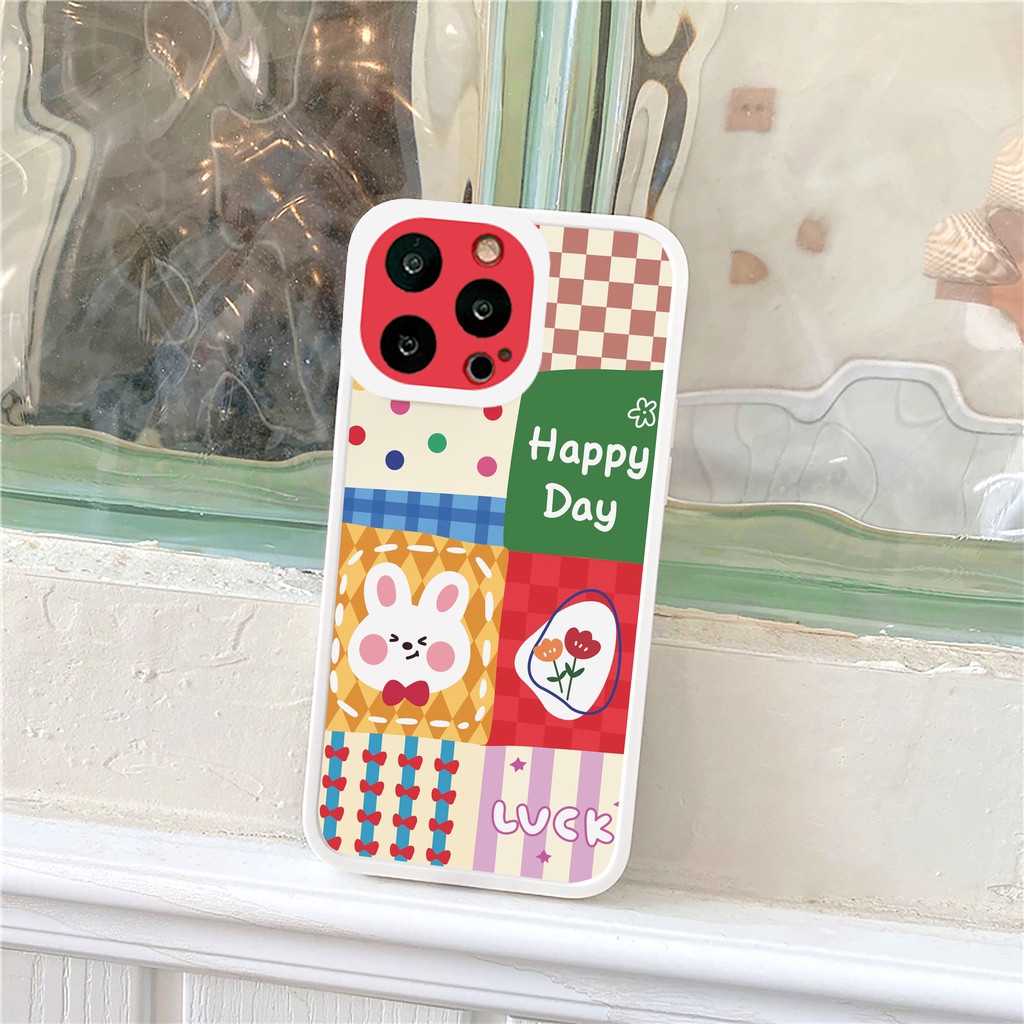 Ốp lưng iphone Happy Rabbit bóng cạnh vuông 6/6plus/6s/6splus/7/7plus/8/8plus/x/xr/xs/11/12/13/pro/max/plus/promax