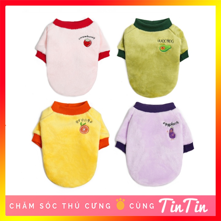 Áo cho Chó Mèo - Áo mùa đông cho thú cưng chất nhung thêu hình hoa quả#Tintin Pet Store
