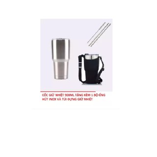 Bình giữ nhiệt cốc giữ nhiệt ly giữ nhiệt có nắp chống tràn cao cấp + Tặng bộ ống hút inox tái sử dụng và túi Đựng ( màu