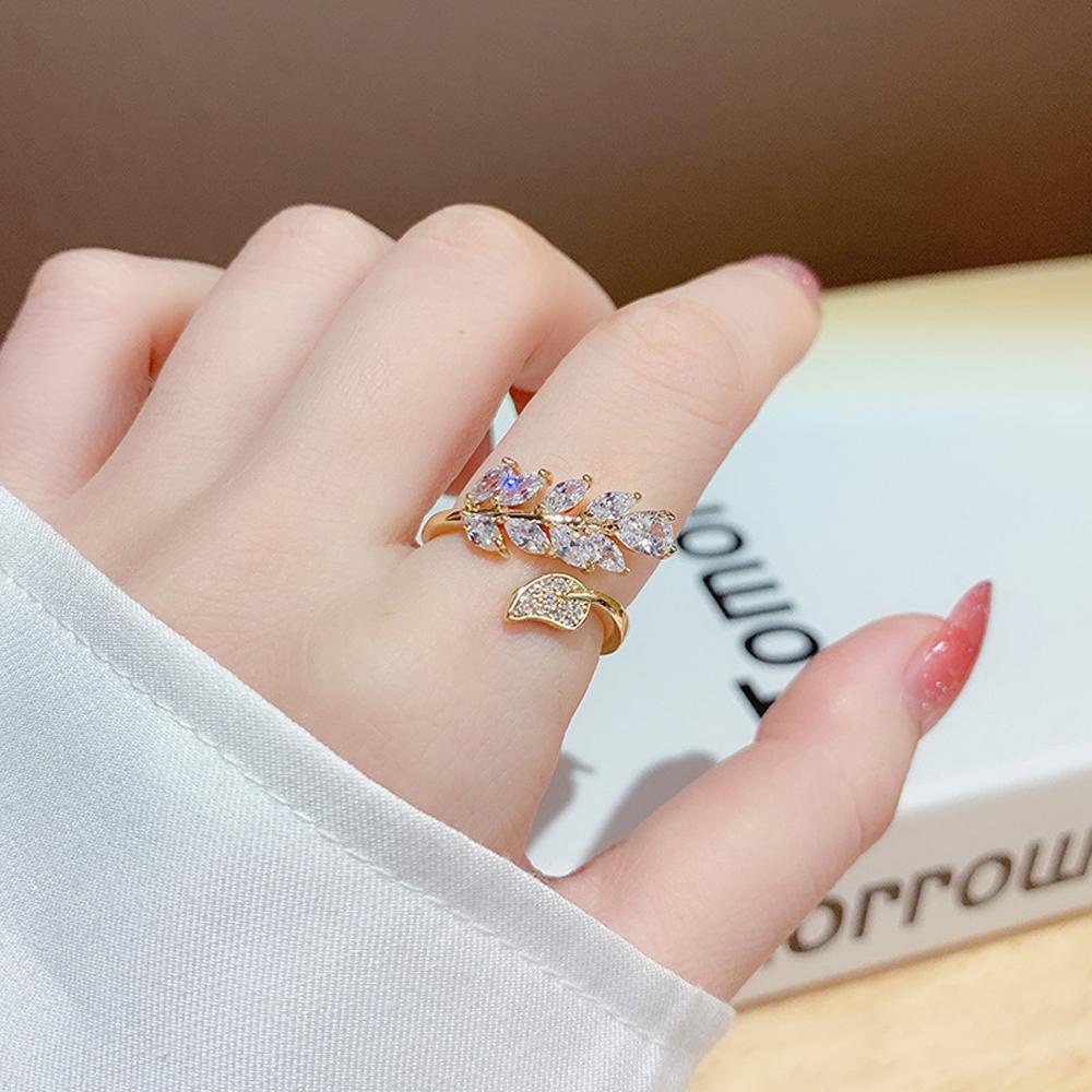 Nhẫn Mở Thiết Kế Hình Lá Thanh Lịch Thời Trang Có Thể Điều Chỉnh Cho Nữ