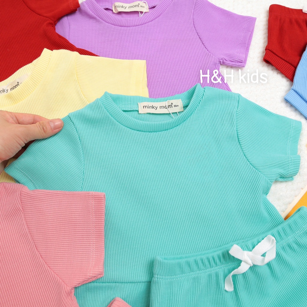 [Bé 7-19kg] Bộ ngắn tay thun gân tâm mềm mịn MINKY MOM cho bé gái từ 7-20kg