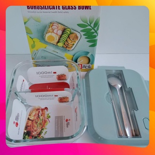 Hộp Cơm Thủy Tinh, Hộp Cơm Văn Phòng Đựng Thức Ăn Cao Cấp, Tiện Lợi