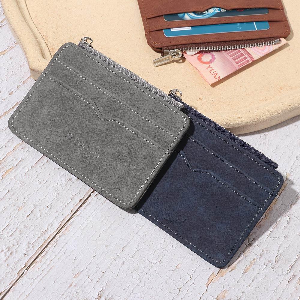 Ví Đựng Thẻ Nhiều Ngăn Màu Nhám Phong Cách Tối Giản Cho Nam Giá Đỡ