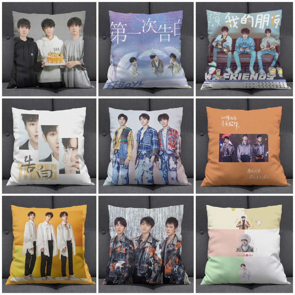Gối in hình nhóm nhạc TFBOYS Vương Tuấn Khải Vương Nguyên Dịch Dương Thiên Tỉ idol thần tượng xinh xắn tiện lợi chất đẹp