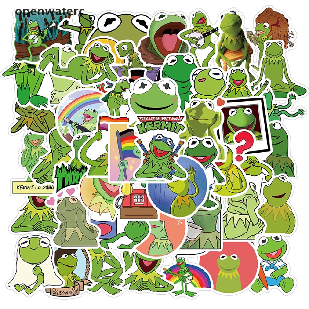 Bộ 50 Miếng Dán Hình Ếch Kermit Hoạt Hình Trang Trí Laptop Guitar Ván Trượt vn
