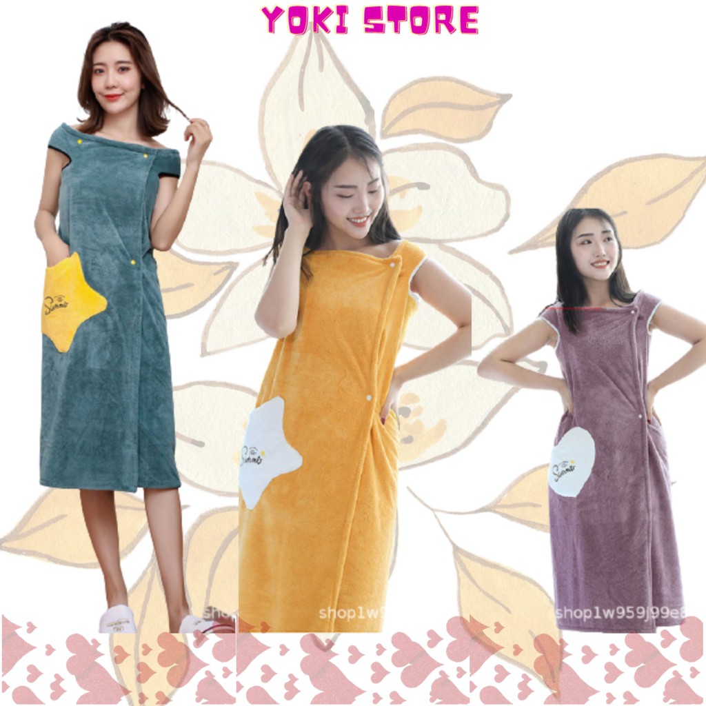 Khăn tắm kiêm váy,đầm 2 dây Yoki QC ,chất Lông Cừu San Hô (48kg-78kg) | BigBuy360 - bigbuy360.vn