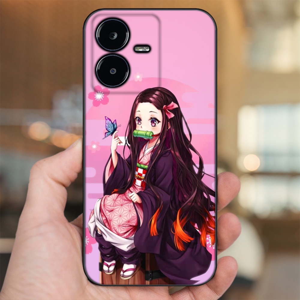 Ốp lưng Vivo Y22s viền đen in hình Nezuko Kimetsu no Yaiba