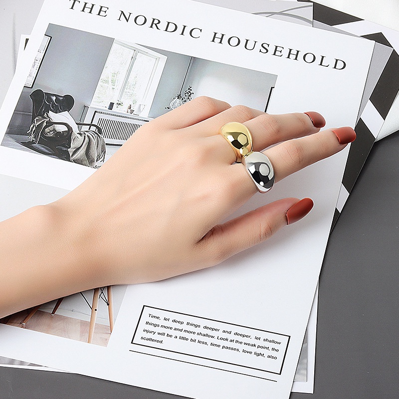 Nhẫn Hở Màu Bạc / Vàng Đồng Thiết Kế Đơn Giản Có Thể Điều Chỉnh Kích Thước Thời Trang Dự Tiệc Tùng Cho Nam Và Nữ