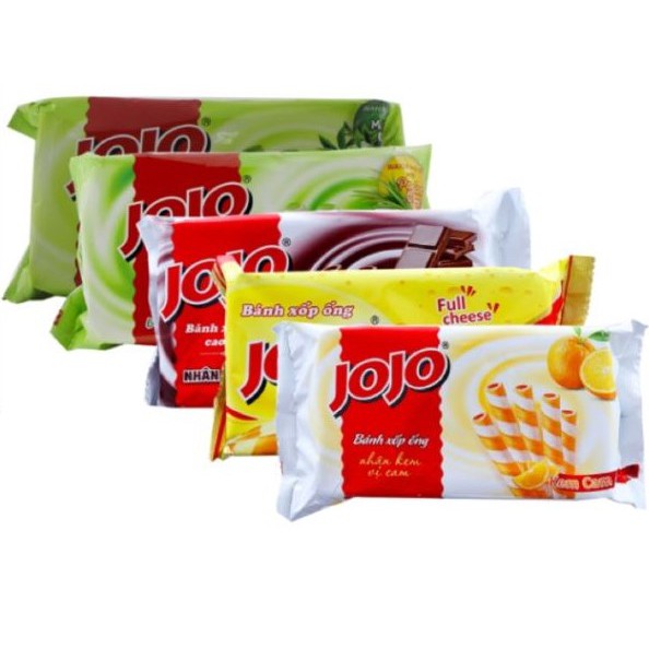 Bánh xốp ống JOJO vị cam / lá dứa / matcha/ vị phô mai/ sô co la 125g