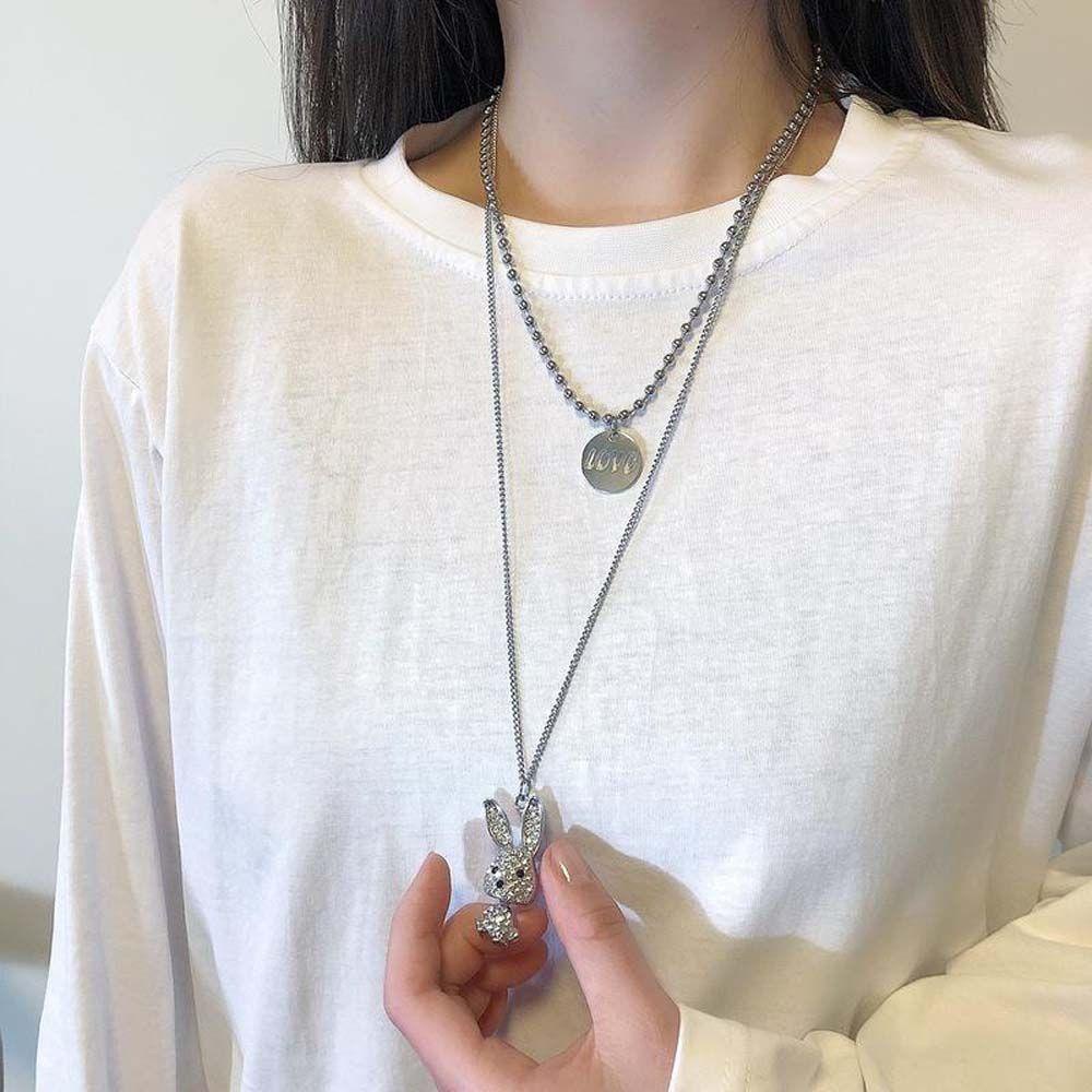 1 Dây Chuyền Thép Titan Mặt Hình Thỏ Hoạt Hình Phong Cách Punk Hip Hop Cho Nam Và Nữ